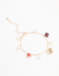 Rose Gold Mixed Flower Charm Bracelet - link has visual effect only