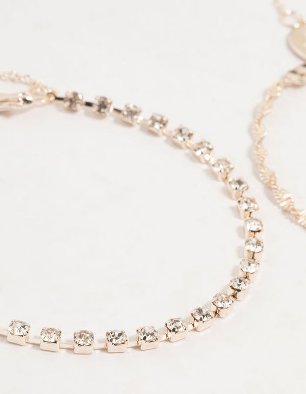 Rose Gold Mixed Chain Bracelets & Anklets 4-Pack