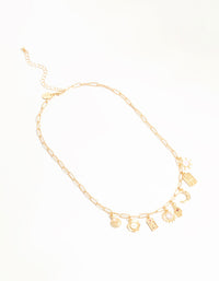 Gold Celestial Themed Charm Necklace - link has visual effect only