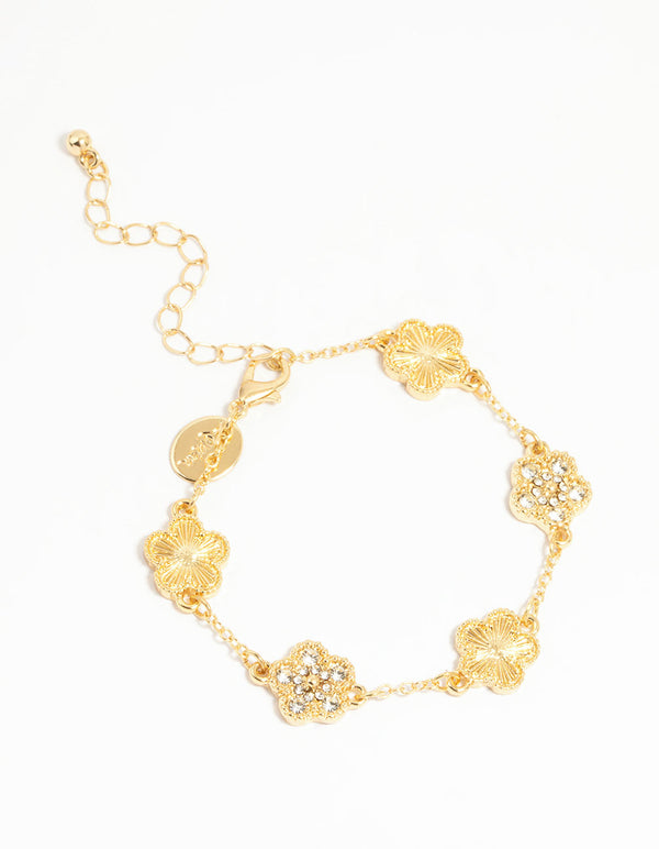 Gold Plated Brass Flower Bracelet