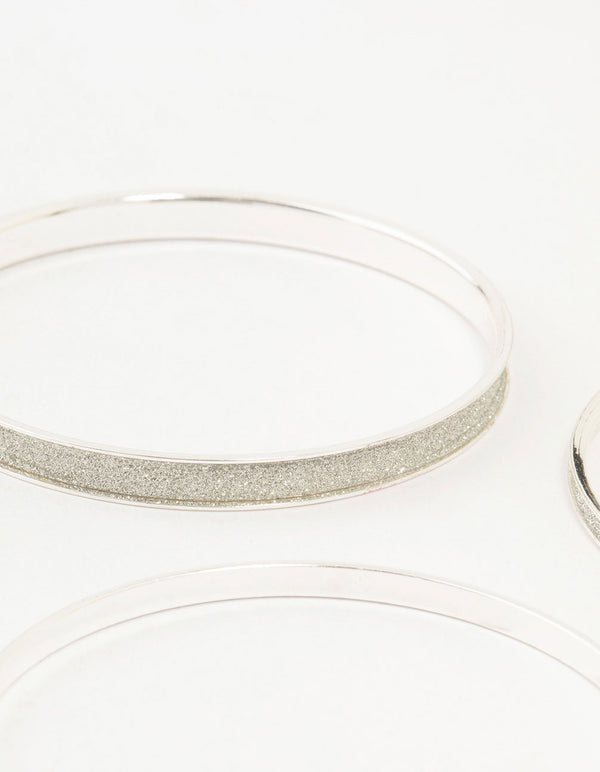 Silver Glitter Paper & Diamante Bangles 5-Pack