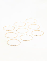Gold Hammered Flat Bangles 9-Pack - link has visual effect only