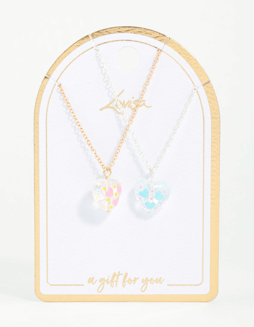 Acrylic Painted Heart Pendant Necklaces 2-Pack