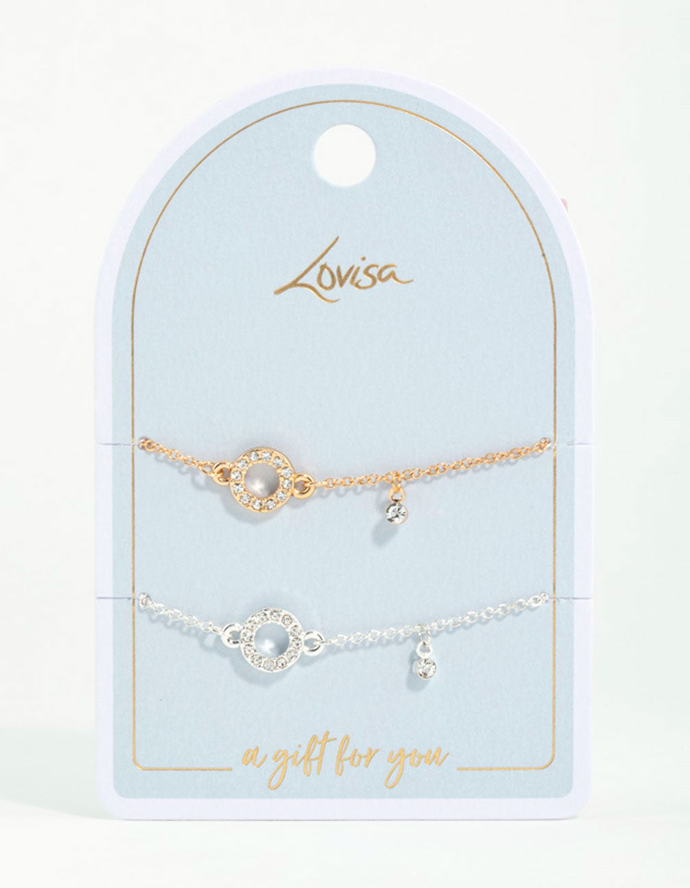 Mixed Metals Open Circle Diamante Bracelets 2-Pack