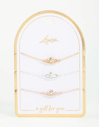 Mixed Metals Diamante Planet Bracelets 3-Pack - link has visual effect only