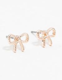 Rose Gold Twisted Bow Stud Earrings - link has visual effect only