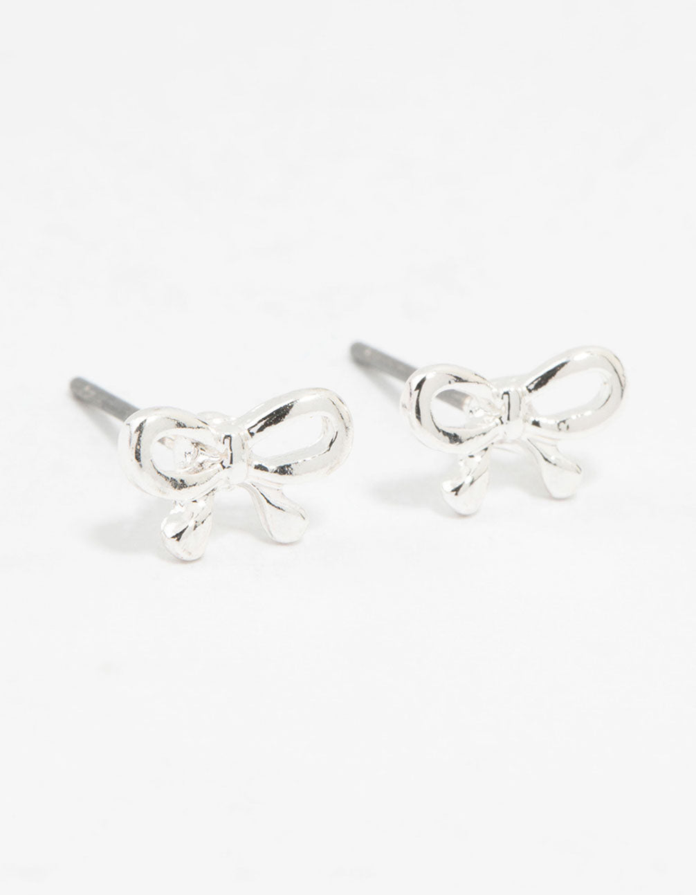 Silver Petite Bow Stud Earrings