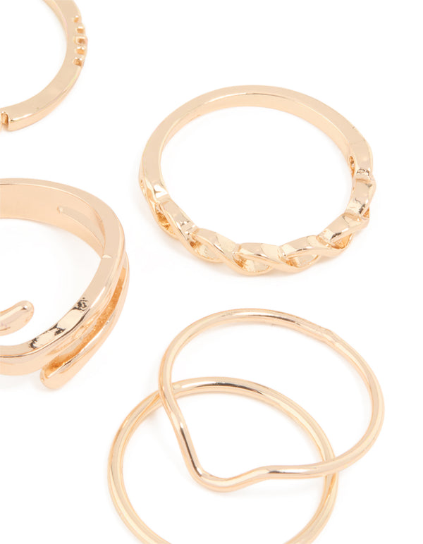 Gold Swirl Mixed Stacking Rings 8-Pack