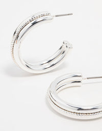 Silver Twisted Centre Hoop Earrings - link has visual effect only
