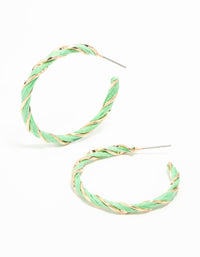 Gold Green Twisted Hoop Earrings - link has visual effect only
