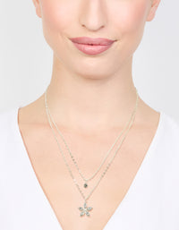 Silver Diamante Flower Layered Necklace - link has visual effect only