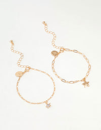 Gold Diamante Star Chain Bracelets 2-Pack - link has visual effect only