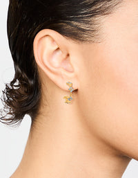 Gold Plated Cubic Zirconia Floral Hoop Earrings - link has visual effect only