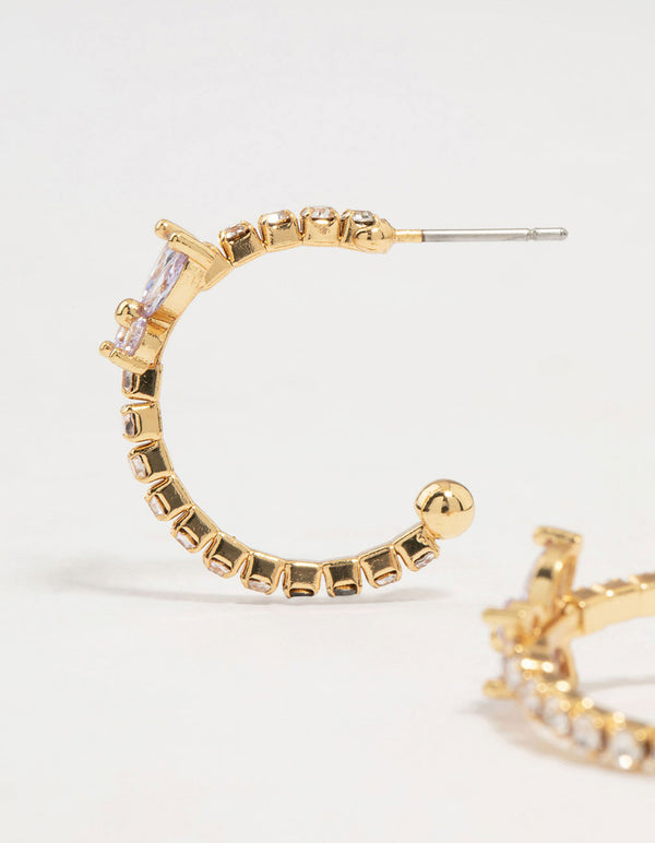 Gold Plated Cubic Zirconia Butterfly Hoop Earrings