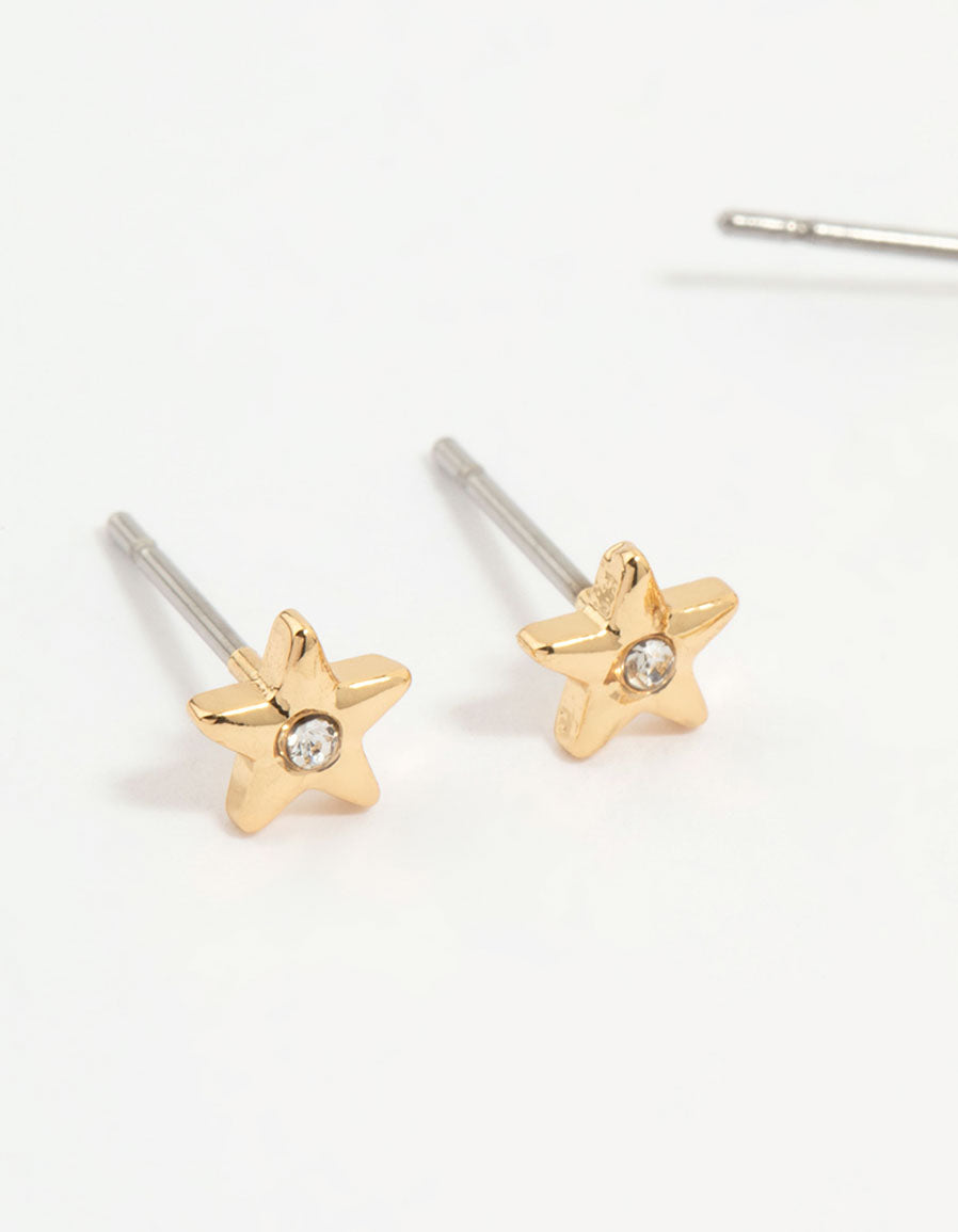 Gold Plated Cubic Zirconia Moon & Sun Earrings 3-Pack
