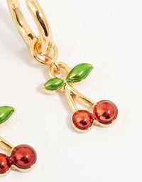 Gold Plated Cubic Zirconia Cherry & Strawberry Earrings 3-Pack - link has visual effect only
