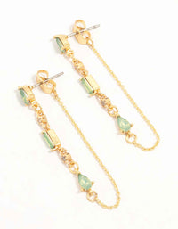 Gold Plated Cubic Zirconia Pear Huggie Earrings - link has visual effect only