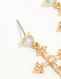 Gold Plated Cubic Zirconia Cross Drop Earrings - link has visual effect only