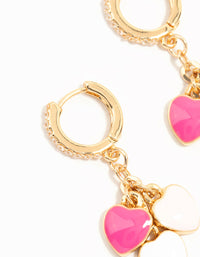 Gold Plated Pink & White Heart Huggie Earrings - link has visual effect only
