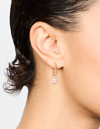 Gold Plated Enamel Mushroom Huggie Earrings - link has visual effect only
