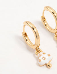 Gold Plated Enamel Mushroom Huggie Earrings - link has visual effect only
