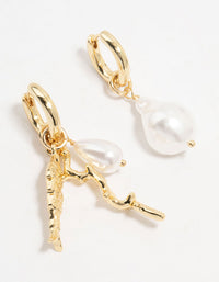 Gold Plated Pearl & Fish Huggie Earrings - link has visual effect only