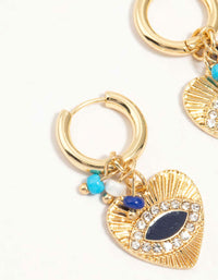Gold Plated Cubic Zirconia Textured Evil Eye Huggie Earrings - link has visual effect only