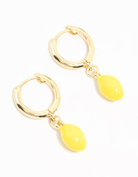 Gold Plated Lemon Huggie Earrings - link has visual effect only