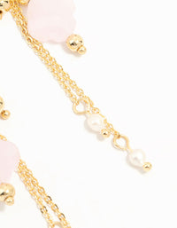 Gold Plated Pink Stone & Pearl Huggie Earrings - link has visual effect only
