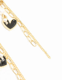 Gold Plated Pearl & Heart Chain Drop Earrings - link has visual effect only