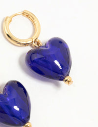 Gold Plated Glass Heart Beads Huggie Earrings - link has visual effect only
