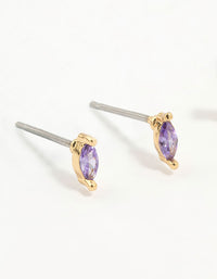 Gold Plated Purple Cubic Zirconia Butterfly Earrings 3-Pack - link has visual effect only