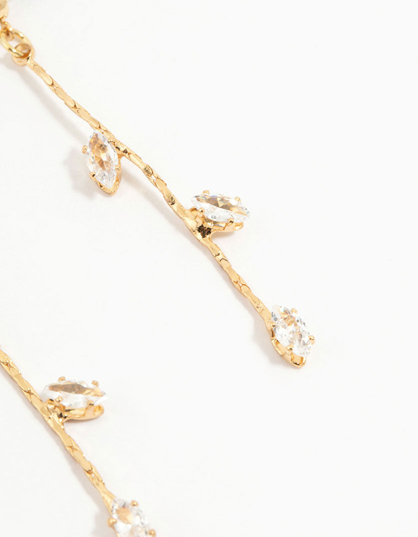 Gold Plated Cubic Zirconia Vine & Butterfly Earrings 3-Pack