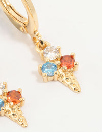 Gold Plated Cubic Zirconia Popsicle & Ice Cream Earrings 3-Pack - link has visual effect only