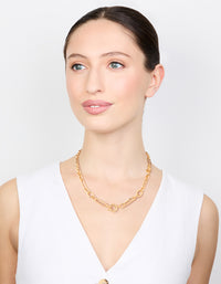 Gold Plated Mixed Link Necklace - link has visual effect only