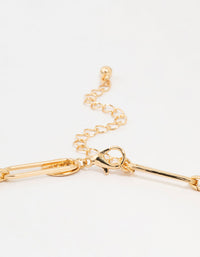 Gold Plated Mixed Link Necklace - link has visual effect only