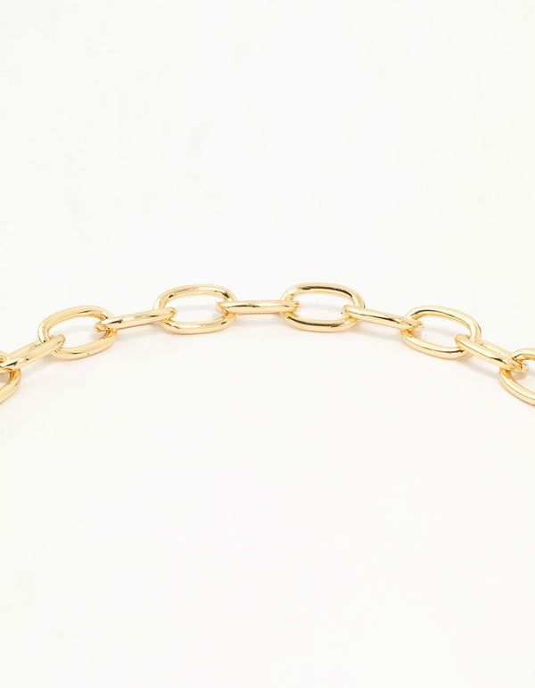 Gold Plated Link Heart Clasp Necklace