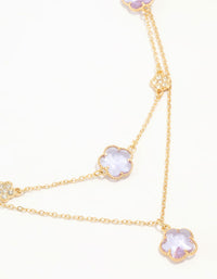 Gold Plated Purple Cubic Zirconia Petal Layered Necklace - link has visual effect only