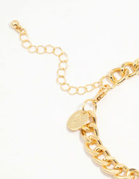 Gold Plated Link Clasp Bracelet - link has visual effect only