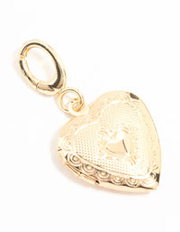Gold Plated Textured Heart Locket Charm - link has visual effect only