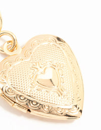 Gold Plated Textured Heart Locket Charm - link has visual effect only