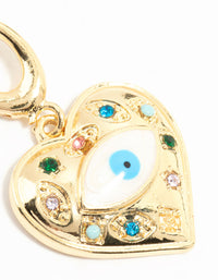 Gold Plated Evil Eye Heart Charm - link has visual effect only