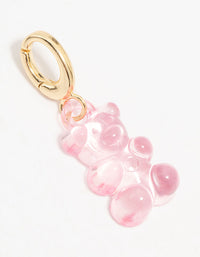 Gold Plated Pink Acrylic Gummy Bear Charm - link has visual effect only