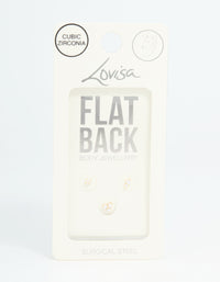 Gold Plated Surgical Steel Cubic Zirconia Round Flat Back Studs 3-Pack - link has visual effect only