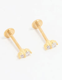 Gold Plated Titanium Cubic Zirconia Flat Back Stud Pack - link has visual effect only