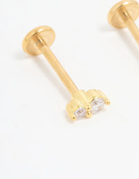 Gold Plated Titanium Cubic Zirconia Flat Back Stud Pack - link has visual effect only