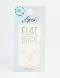 Titanium Cubic Zirconia & Ball Flat Back Studs 3-Pack - link has visual effect only