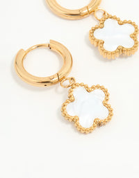 Waterproof Gold Plated Stainless Steel Flower Huggie Earrings - link has visual effect only