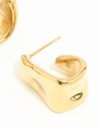 Waterproof Gold Plated Stainless Steel Molten Hoop Earrings - link has visual effect only