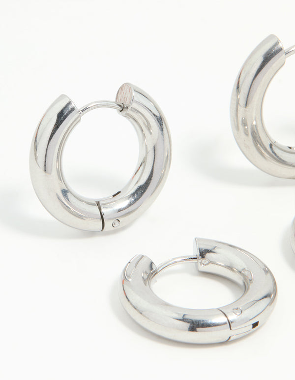 Waterproof Stainless Steel Tube Hoop Earrings 2-Pack